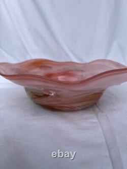 Perth Art Glass Bowl, in Pink, Green and Orange