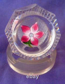Perthshire 1974 Miniature Pink Flower Faceted Paperweight Art Glass Ltd Ed Box