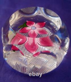 Perthshire 1974 Miniature Pink Flower Faceted Paperweight Art Glass Ltd Ed Box