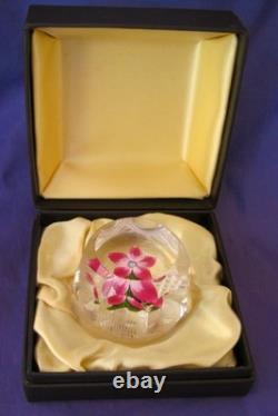 Perthshire 1974 Miniature Pink Flower Faceted Paperweight Art Glass Ltd Ed Box
