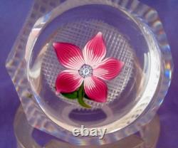 Perthshire 1974 Miniature Pink Flower Faceted Paperweight Art Glass Ltd Ed Box