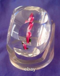 Perthshire 1974 Miniature Pink Flower Faceted Paperweight Art Glass Ltd Ed Box