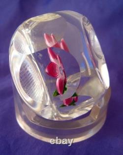 Perthshire 1974 Miniature Pink Flower Faceted Paperweight Art Glass Ltd Ed Box