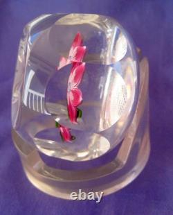 Perthshire 1974 Miniature Pink Flower Faceted Paperweight Art Glass Ltd Ed Box