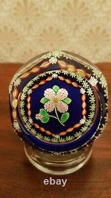 Perthshire PP222 Pink Flower & Bud Faceted Paperweight 2000