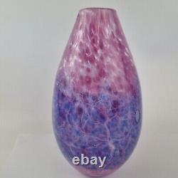 Pete Fricker Signed Studio Art Glass Vase Pinks & Purples 20cm High