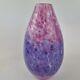 Pete Fricker Signed Studio Art Glass Vase Pinks & Purples 20cm High