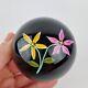 Peter McDougall Art Glass Paperweight Signed Canes 3/10 Yellow & Pink Flowers