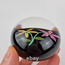 Peter McDougall Art Glass Paperweight Signed Canes 3/10 Yellow & Pink Flowers