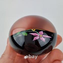 Peter McDougall Art Glass Paperweight Signed Canes 3/10 Yellow & Pink Flowers