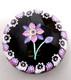 Peter McDougall Glass Paperweight Pink Mauve Millefiori Flower Black Ground 2004