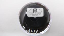 Peter McDougall Glass Paperweight Pink Mauve Millefiori Flower Black Ground 2004