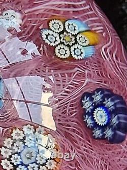 Peter McDougall LE Spaced Millefiori On Pink Muslin Art Glass Paperweight. Ltd