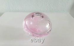 Phillipa Headley Studio Art Glass Spherical Vase In Pink With Air Bubbles Signed