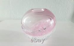Phillipa Headley Studio Art Glass Spherical Vase In Pink With Air Bubbles Signed