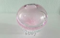 Phillipa Headley Studio Art Glass Spherical Vase In Pink With Air Bubbles Signed