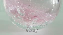 Phillipa Headley Studio Art Glass Spherical Vase In Pink With Air Bubbles Signed