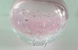 Phillipa Headley Studio Art Glass Spherical Vase In Pink With Air Bubbles Signed