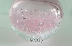 Phillipa Headley Studio Art Glass Spherical Vase In Pink With Air Bubbles Signed