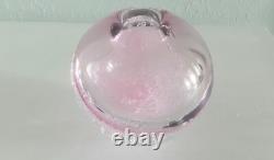 Phillipa Headley Studio Art Glass Spherical Vase In Pink With Air Bubbles Signed