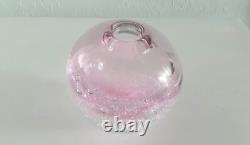 Phillipa Headley Studio Art Glass Spherical Vase In Pink With Air Bubbles Signed