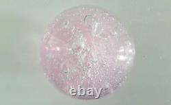 Phillipa Headley Studio Art Glass Spherical Vase In Pink With Air Bubbles Signed