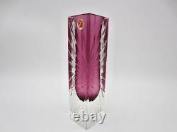 Pink 1960's Alessandro Mandruzzato Sommerso Starburst Etched Murano Vase withlabel
