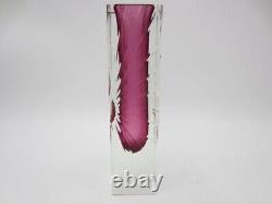 Pink 1960's Alessandro Mandruzzato Sommerso Starburst Etched Murano Vase withlabel