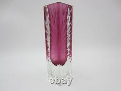 Pink 1960's Alessandro Mandruzzato Sommerso Starburst Etched Murano Vase withlabel