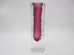 Pink 1960's Alessandro Mandruzzato Sommerso Starburst Etched Murano Vase withlabel