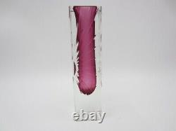 Pink 1960's Alessandro Mandruzzato Sommerso Starburst Etched Murano Vase withlabel