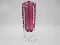 Pink 1960's Alessandro Mandruzzato Sommerso Starburst Etched Murano Vase withlabel