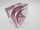 Pink Alessandro Mandruzzato Sommerso Starburst Etched square Murano Bowl