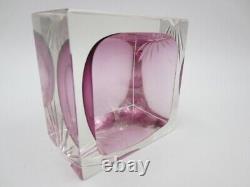 Pink Alessandro Mandruzzato Sommerso Starburst Etched square Murano Bowl