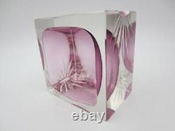 Pink Alessandro Mandruzzato Sommerso Starburst Etched square Murano Bowl