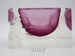 Pink Alessandro Mandruzzato Sommerso Starburst Etched square Murano Bowl