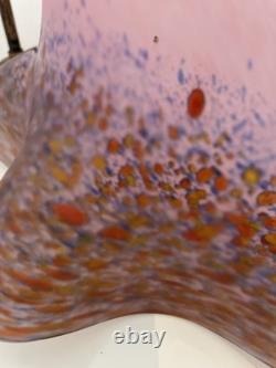 Pink Art Deco Ceiling Light Vintage Murano Style Italian Glass Pendant Shade