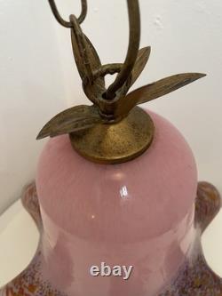 Pink Art Deco Ceiling Light Vintage Murano Style Italian Glass Pendant Shade