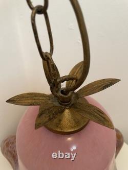 Pink Art Deco Ceiling Light Vintage Murano Style Italian Glass Pendant Shade