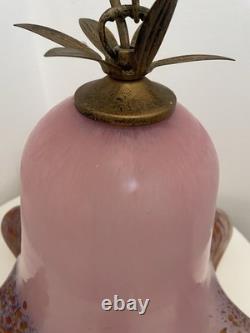 Pink Art Deco Ceiling Light Vintage Murano Style Italian Glass Pendant Shade