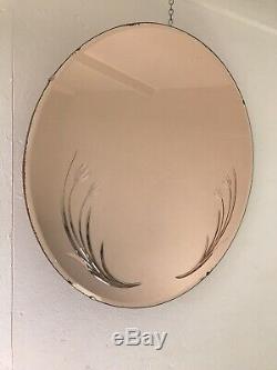 Pink Art Deco Peach Mirror Large Frameless Mirror Copper Mirror Bevelled