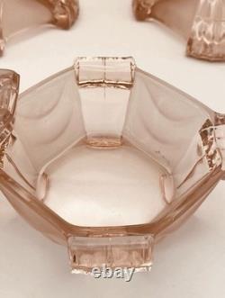 Pink Art Deco Stolzle Hermanova Hut Glass Dressing Table Set