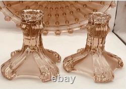 Pink Art Deco Stolzle Hermanova Hut Glass Dressing Table Set