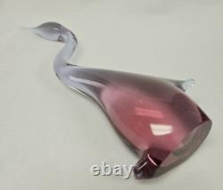 Pink Art Glass Heron Crane Bird Pair Miloslav Janku for Zelezny Brod Sklo 1960's