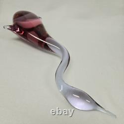 Pink Art Glass Heron Crane Bird Pair Miloslav Janku for Zelezny Brod Sklo 1960's