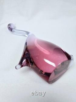 Pink Art Glass Heron Crane Bird Pair Miloslav Janku for Zelezny Brod Sklo 1960's