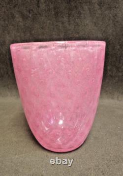 Pink Art Glass Vase Controlled Bubble Vintage Retro Decor