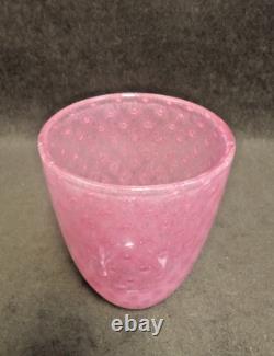 Pink Art Glass Vase Controlled Bubble Vintage Retro Decor
