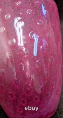 Pink Art Glass Vase Controlled Bubble Vintage Retro Decor