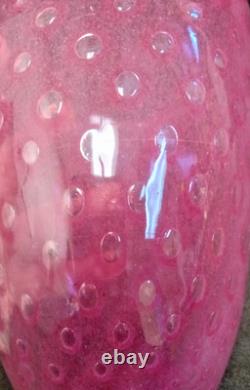 Pink Art Glass Vase Controlled Bubble Vintage Retro Decor